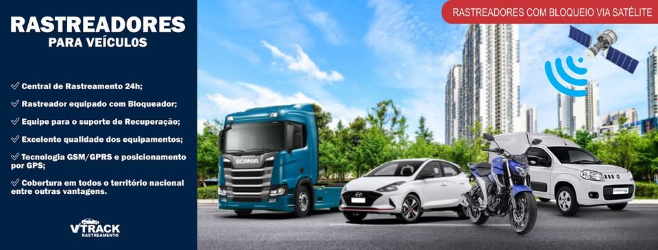 Comunicação oficial da VTRACK Rastreamento com carro, moto e caminhão